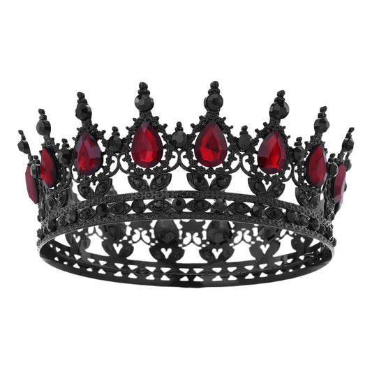 Feltent black crystal crown front view shows regal design and wearable elegance