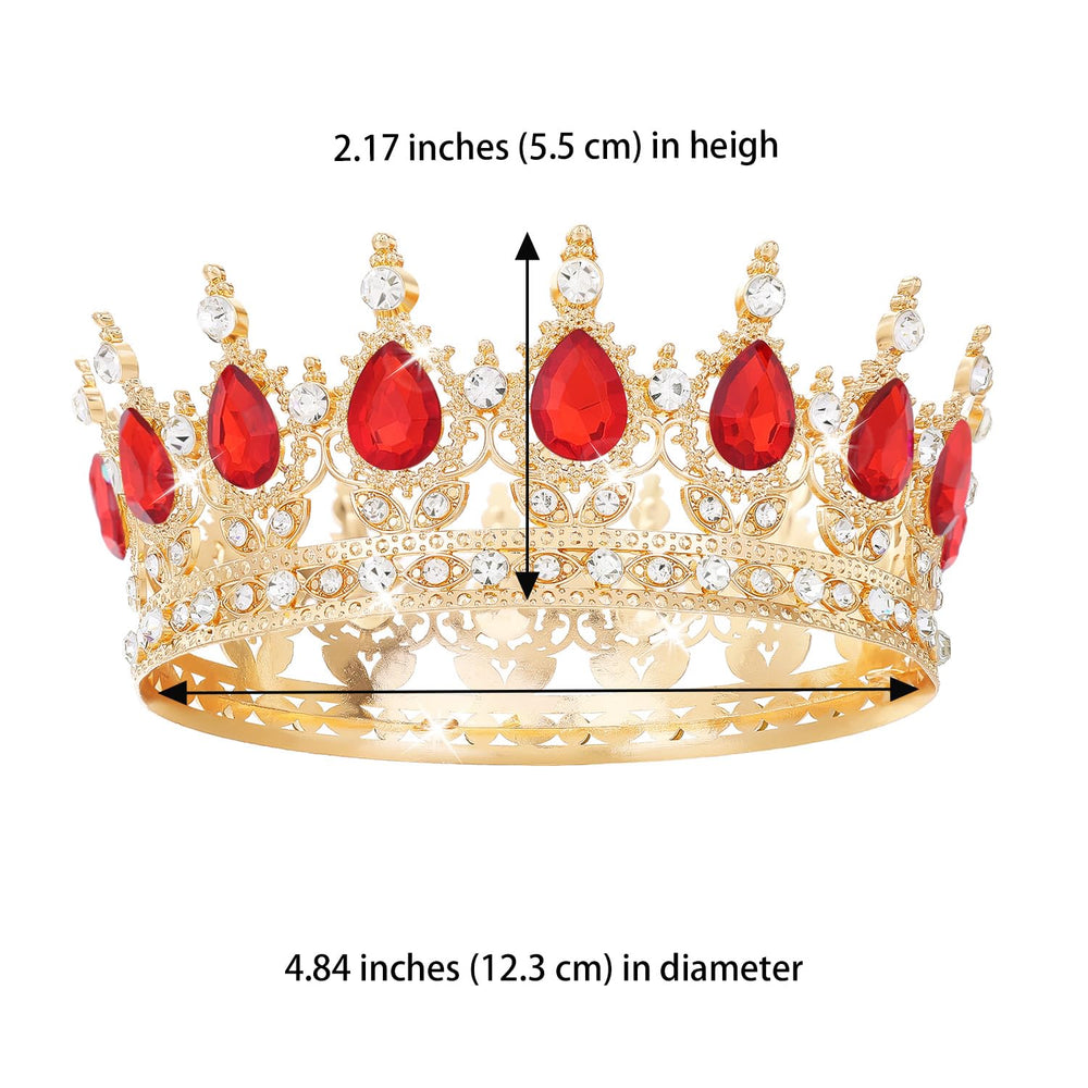 Feltent red crown close-up crystals highlighting fine rhinestone detail benefit: photo-ready shine