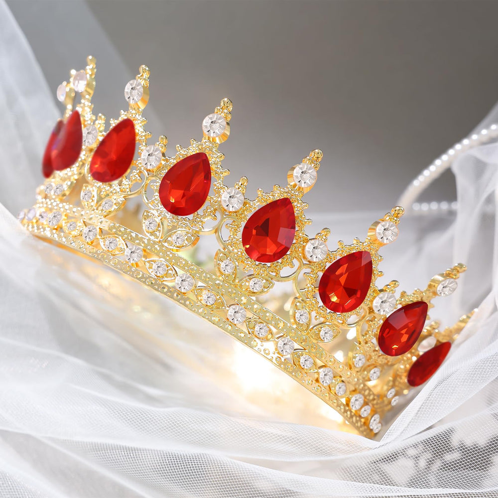 Feltent red crown in hair updo illustrating secure wear for events benefit: stays in place