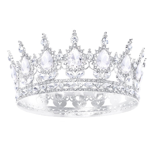 Feltent tiara front view showing elegant rhinestone sparkle and regal silhouette