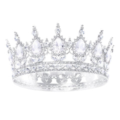 Feltent tiara front view showing elegant rhinestone sparkle and regal silhouette