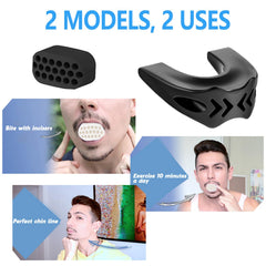 FGVOPJM jaw trainer next to a hand to show compact scale and portability advantage