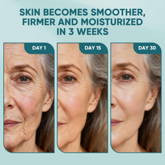 Fibosara applying under-eye with roller to reduce puffiness and smooth texture
