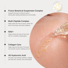 Ficeco ampoule being opened and applied to facial skin for glow