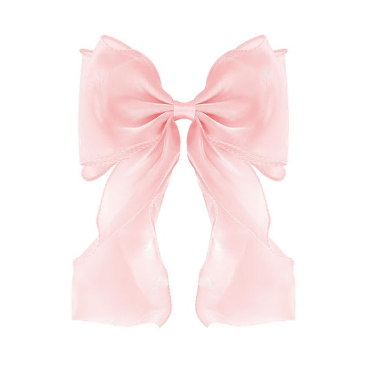 FidesAmor front view of light pink bow clip showing elegant shape and instant polish