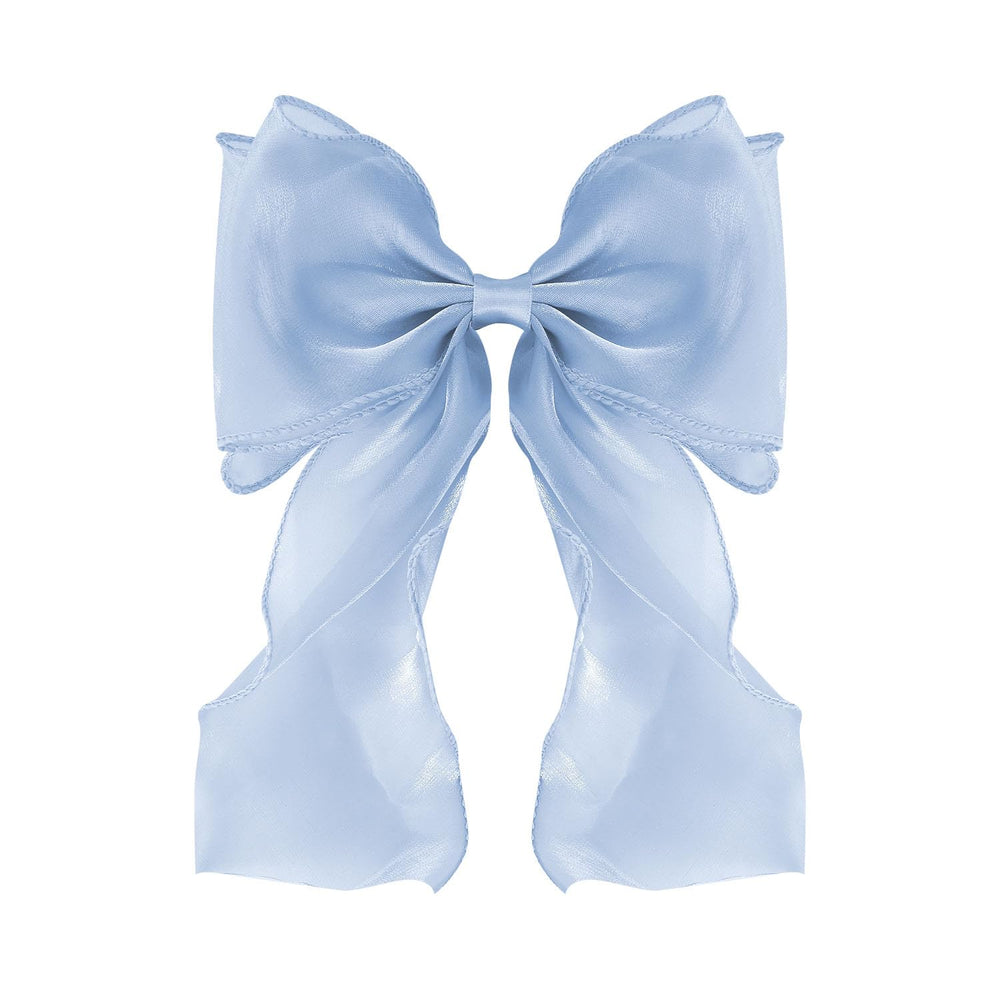 FidesAmor front view light blue bow clip shows elegant shape and secure hold
