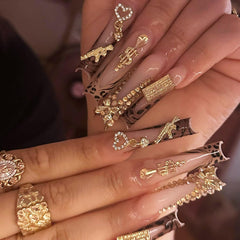 FIEONCIY front packaging showing 24-piece coffin nails set and benefits
