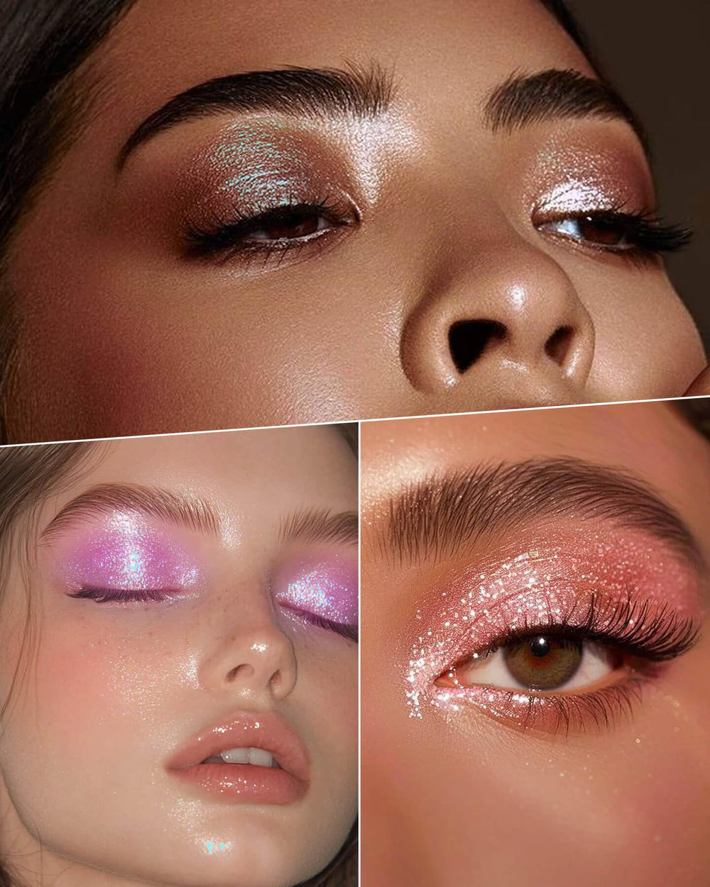 Application on eyelid with finger showing Fillwie duochrome intense payoff and blendability benefit