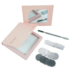 Fillwie palette front packaging in pink showing compact travel benefit