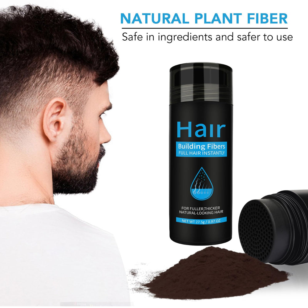 find back fibers applied over a thinning area demonstrating instant coverage benefit