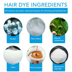 find back hand shaking fibers onto scalp illustrating easy controlled application