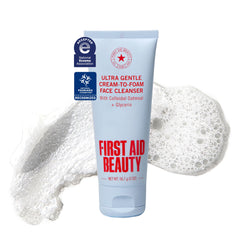 First Aid Beauty front pump bottle showing travel size and clean design