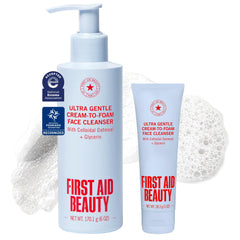 First Aid Beauty front pump bottle shown for easy daily dispensing and hygiene