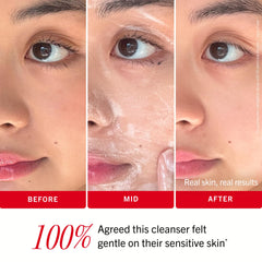 First Aid Beauty cleanser on bathroom counter in routine setting showing practical use