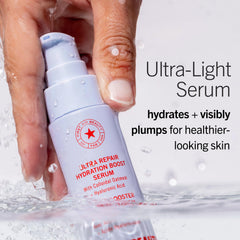 First Aid Beauty serum texture close-up illustrating lightweight, fast-absorbing finish