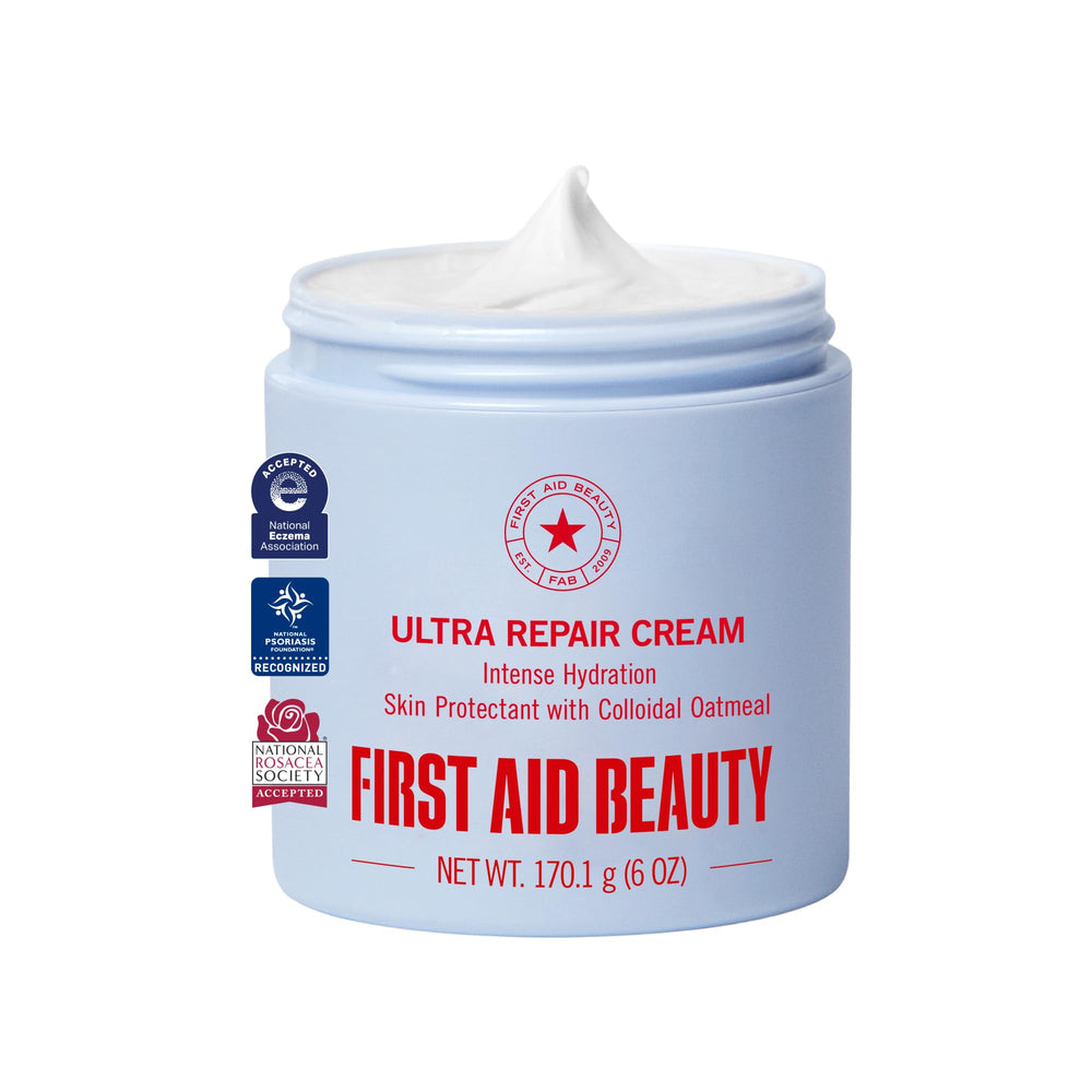 First Aid Beauty front jar showing product and branding for easy identification and trust