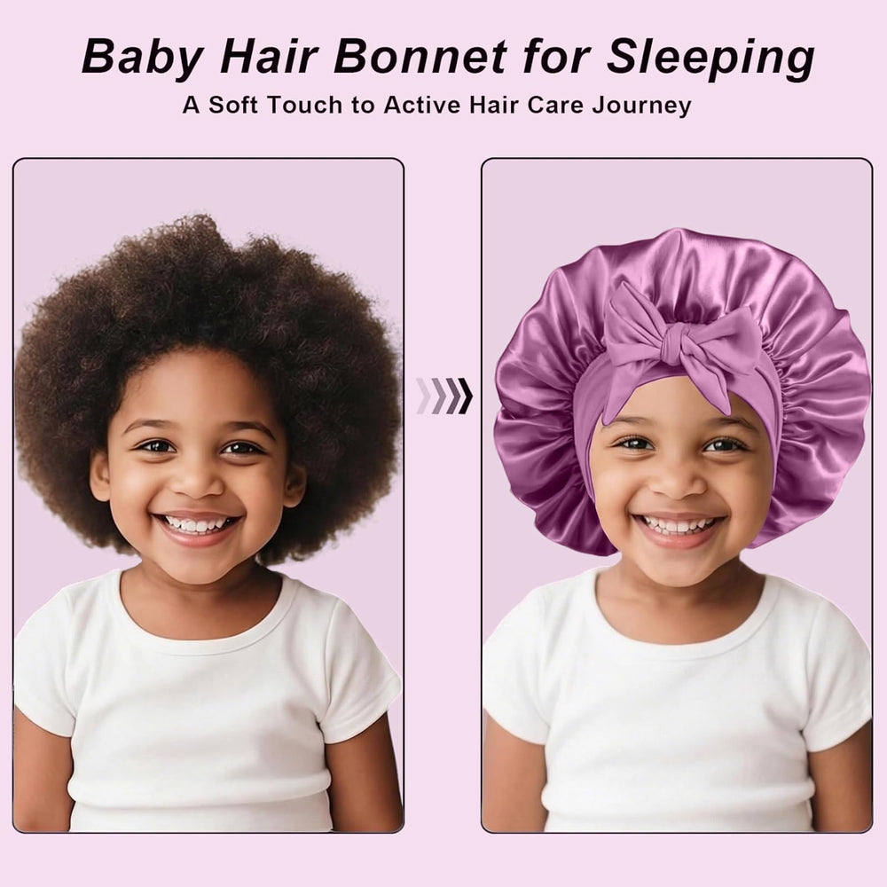 FIRSTPELLA child sleeping comfortably wearing bonnet to reduce tangles