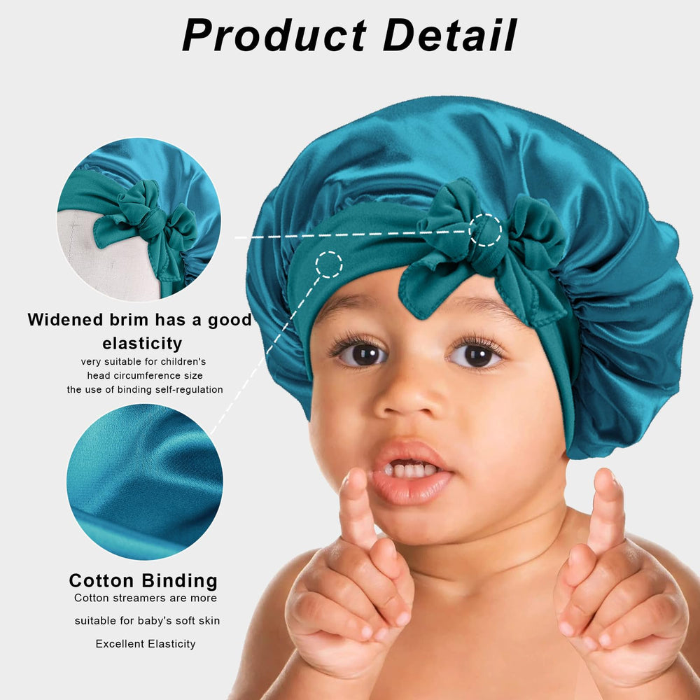 FIRSTPELLA child sleeping in bonnet demonstrating comfortable overnight hair protection