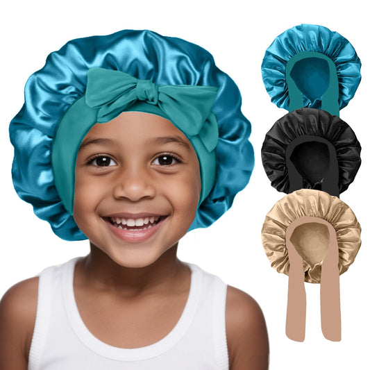 FIRSTPELLA front packaging showing three-color satin bonnet set and neat presentation