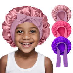 FIRSTPELLA front view of three bonnets showing colors and neat fit benefit