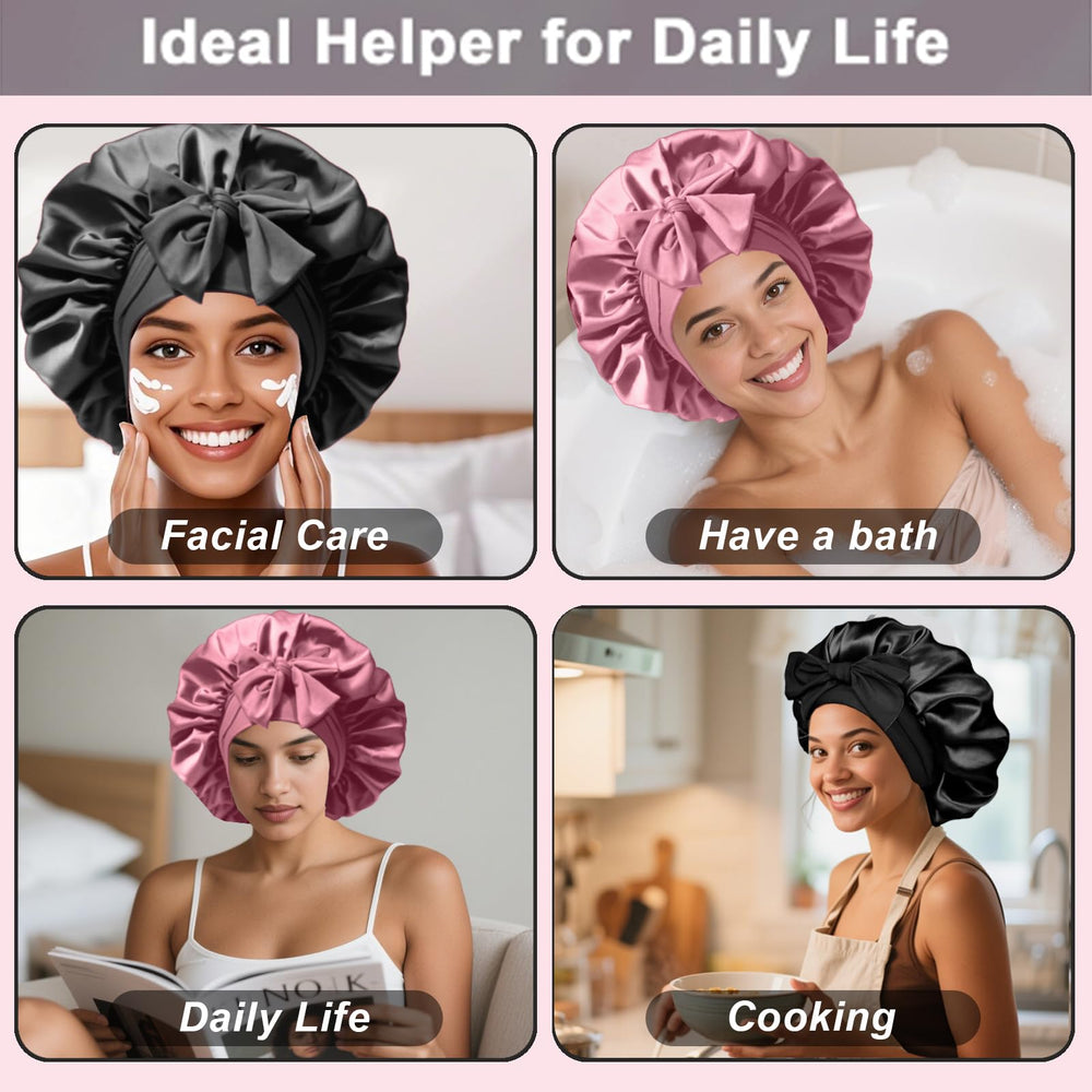 FIRSTPELLA woman sleeping with bonnet protecting curls and preventing frizz