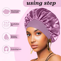 FIRSTPELLA bonnet in bedroom lifestyle scene showing stylish protection while resting benefit