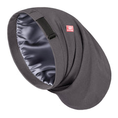 Fittia bonnet front view showing roomy fit and smooth satin interior benefit