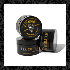 Fix Your Lid jar beside a ruler showing compact 3.75oz size benefit