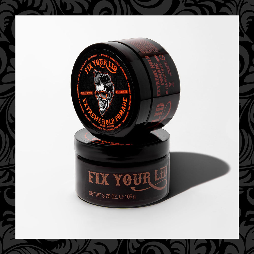 Fix Your Lid used to style a pompadour demonstrating strong hold benefit