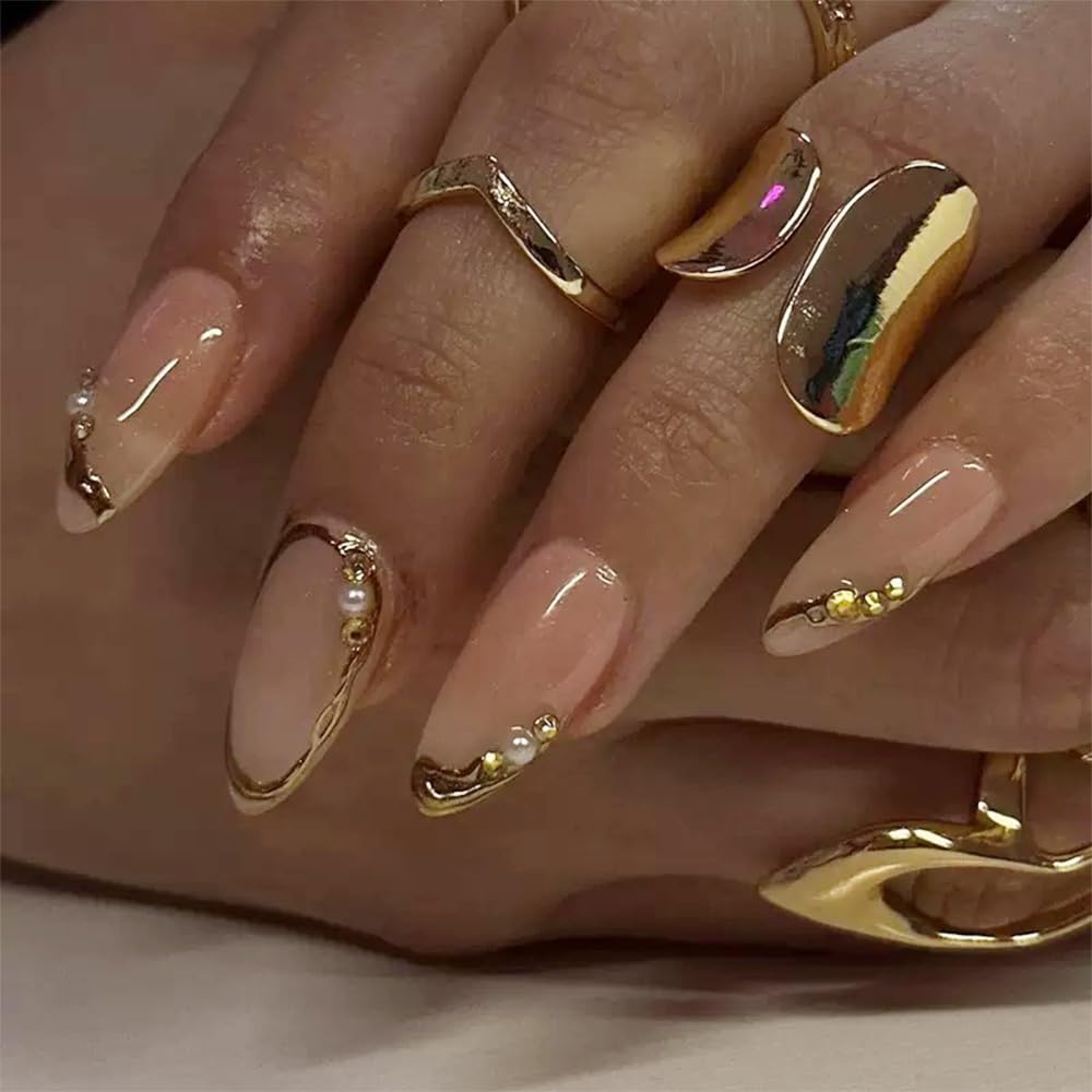 FJSMTOPl close-up of almond-shaped acrylic texture highlighting smooth pearl gloss finish