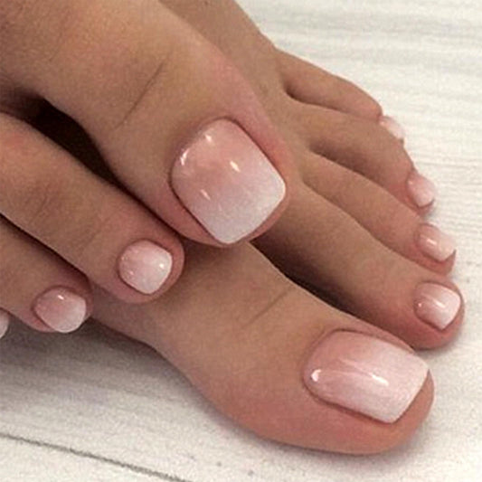 FJSMTOPl front packaging showing 24-piece ombré pink toe set and benefits