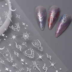 FJSMTOPl hands with manicured stickers in lifestyle setting showing style