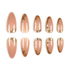 FJSMTOPl press-on nails applied on hands showing elegant French-tip look for events and daily wear