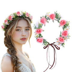 Flagogoo front view pink flower crown showing romantic styling benefit