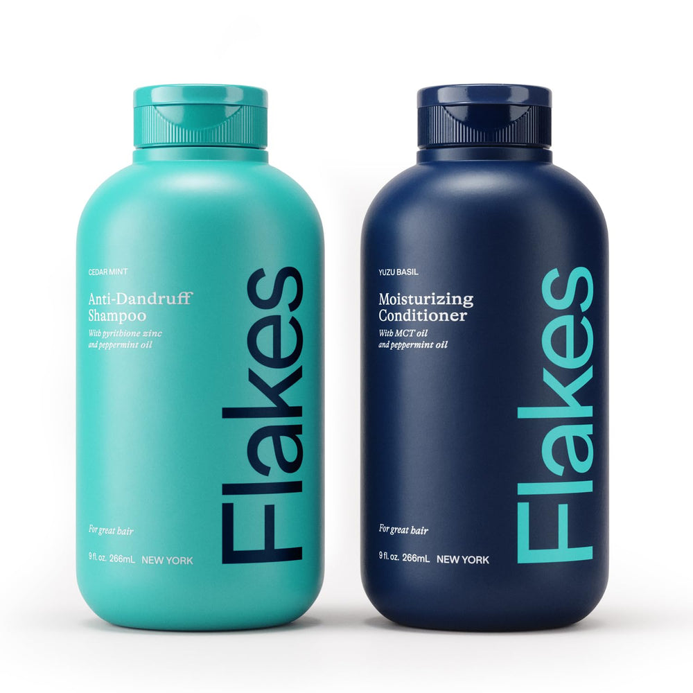 Flakes front bottles showing set and sleek packaging for easy routine