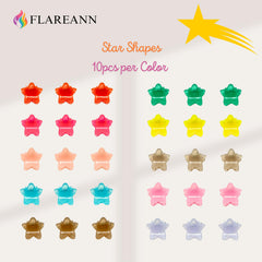 FLAREANN colorful jelly star clips arrayed to show vibrant styling options
