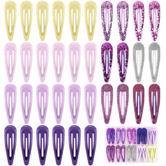 FLAREANN front packaging showing 36 purple snap hair clips and box for easy gifting