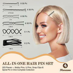 FLAREANN pins laid flat comparing lengths to choose correct size for different styles
