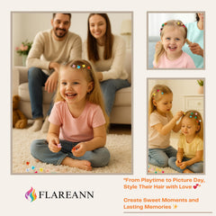 FLAREANN beside a coin to show compact 1.5cm clip size for newborn hair