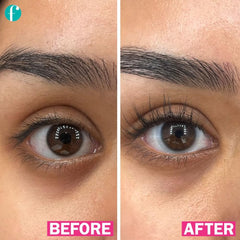 FLASHSERUM being applied along upper lash line demonstrating simple daily routine