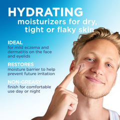 Flexitol applied to eyelid demonstrating gentle use and soothing benefit for sensitive skin
