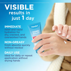 Flexitol applied to hands demonstrating fast absorption and softer skin