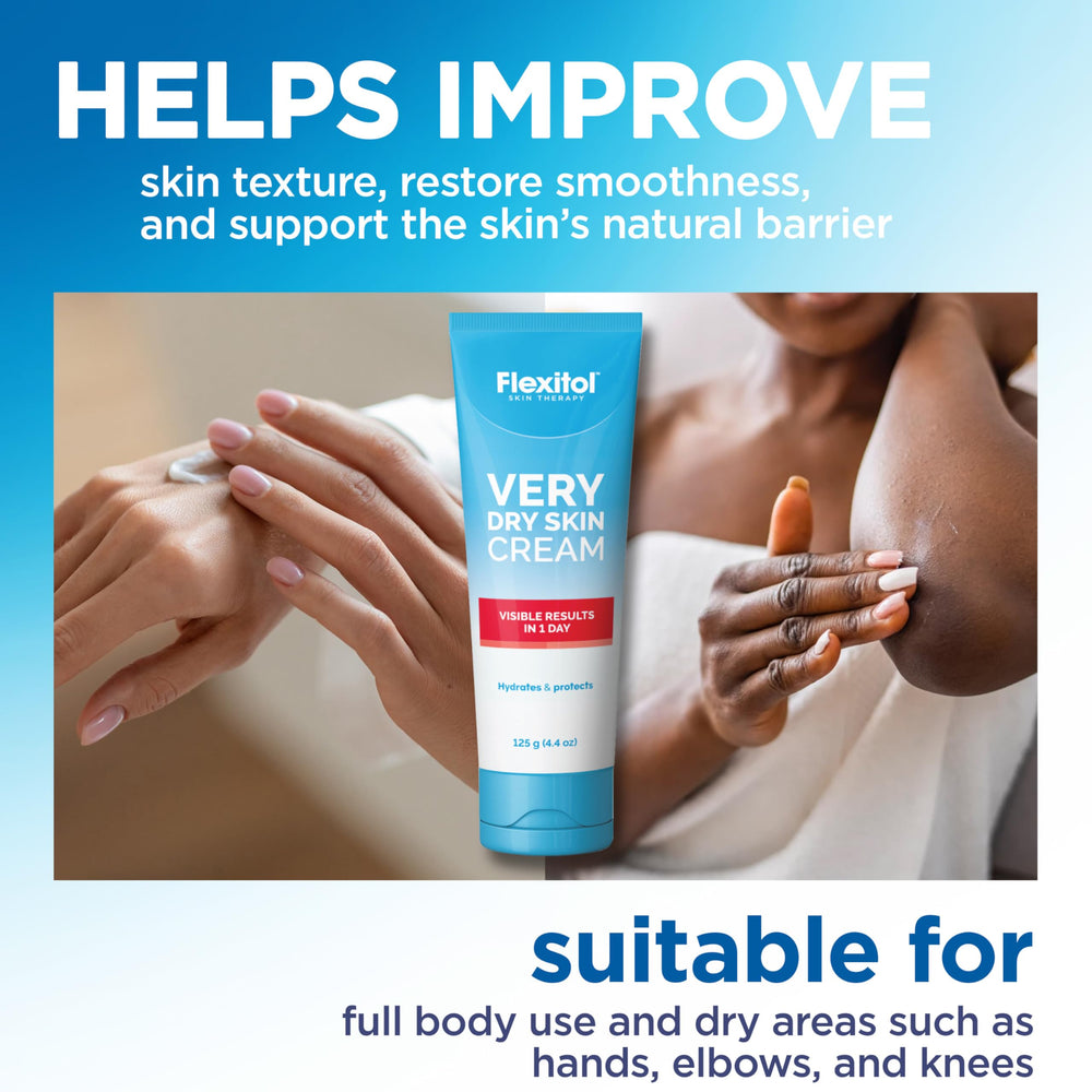 Flexitol used on dry hands demonstrating hydration and improved skin feel benefit