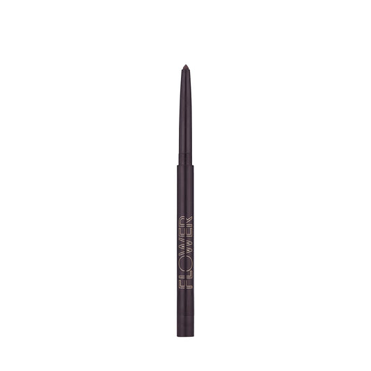 FLOWER Beauty Forever Wear pencil front view showing packaging and Onyx shade benefit