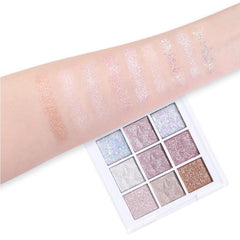 FLYEEO row of arm swatches showing true-to-tone payoff and shade range