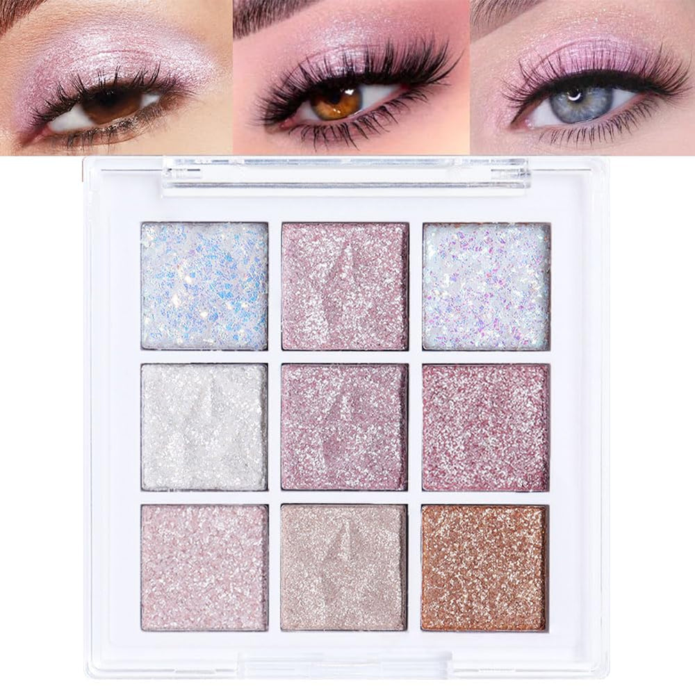 FLYEEO palette front view showing nine shades and compact case, convenient for travel