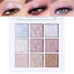 FLYEEO palette front view showing nine shades and compact case, convenient for travel