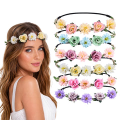 Flyouthe front view of six flower crowns showing variety and convenience