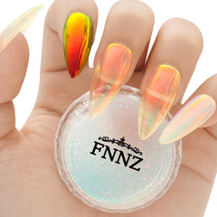 FNNZ front packaging showing unicorn chrome powder vibrant aurora effect