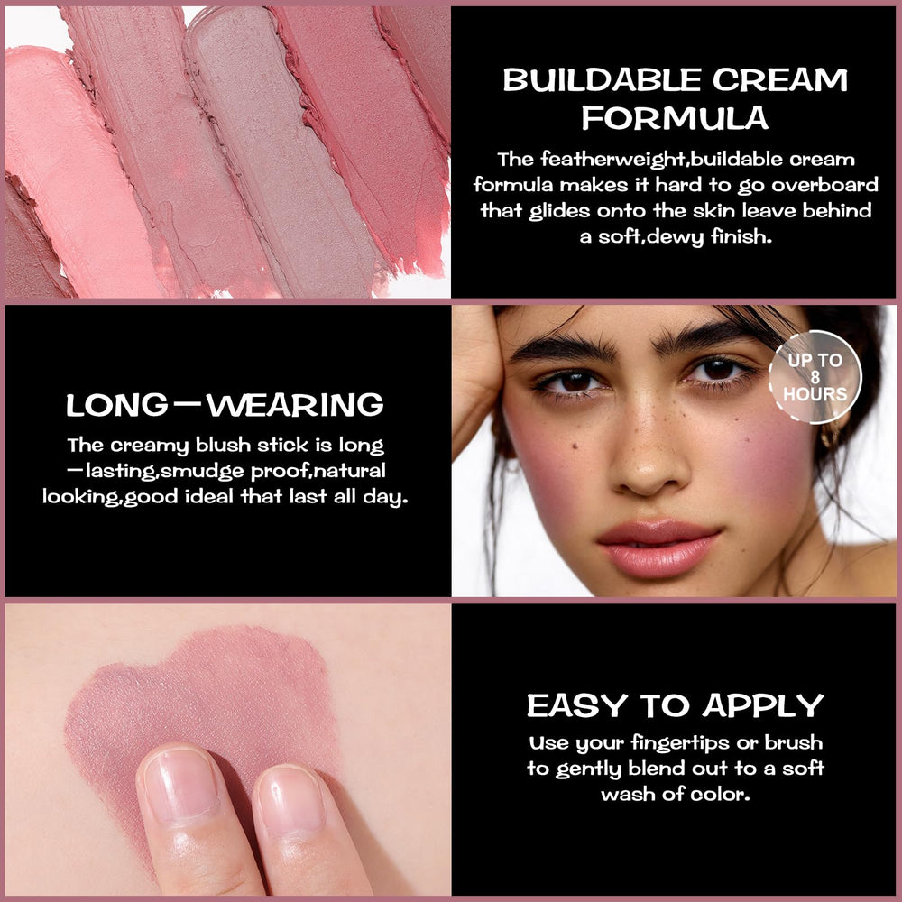 FOCALLURE model applying dusty orchid on cheeks for natural flushed benefit